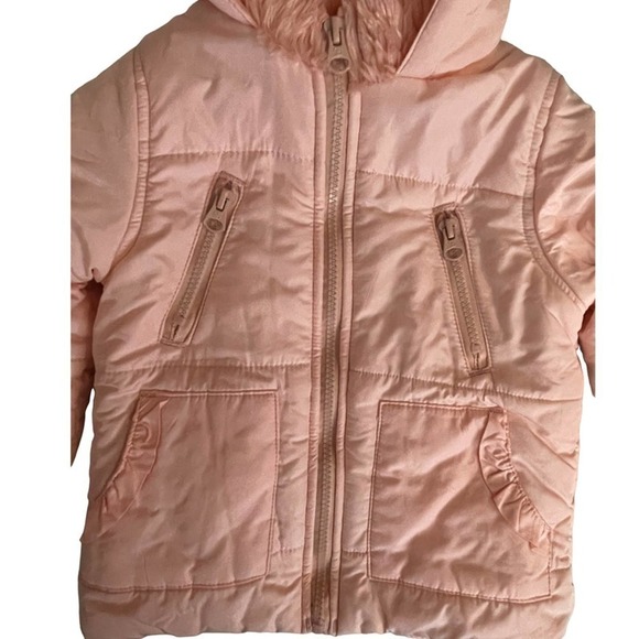 𝅺jessica Simpson Toddler Hoodie Puffer Pink Jacket 24 Months - Picture 4 of 7